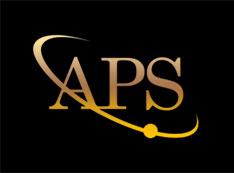 Gold APS logo on black background