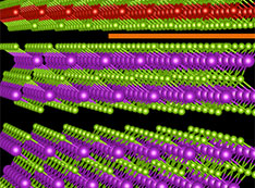 Illustration of vanadium diselenide (VSe2) bismuth selenide (Bi2Se3) heterostructure