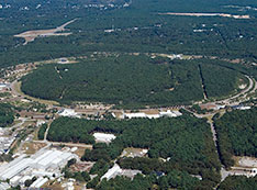 An aerial view of the Relativistic Heavy Ion Collider