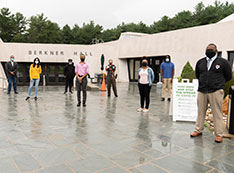 Photo of students in front of Berkner Hall