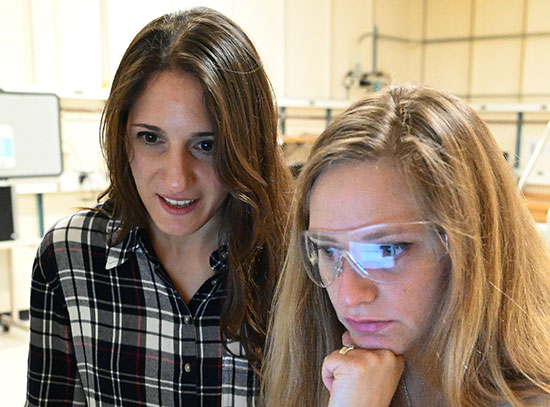 Chiara Cappuccino and Laura Rotundo in the lab