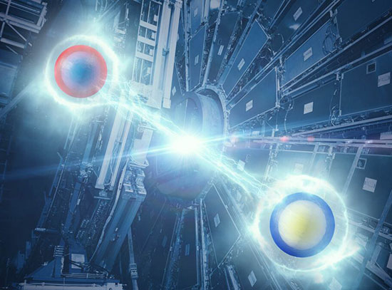 Artist's impression of a quantum-entangled pair of top quarks