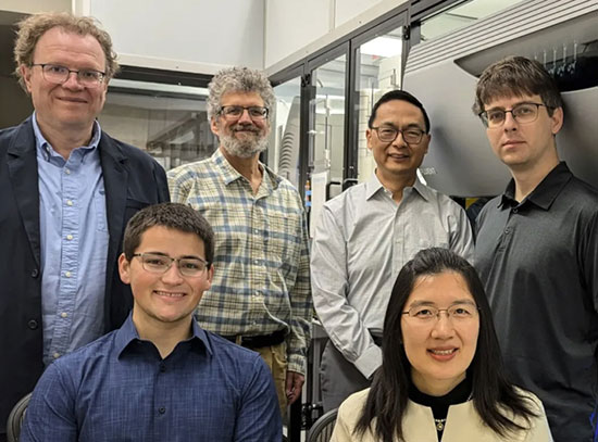 Front row, Graduate Student Seth Croslow and Research Scientist Jia Dong. Back row, from left: Co-PI