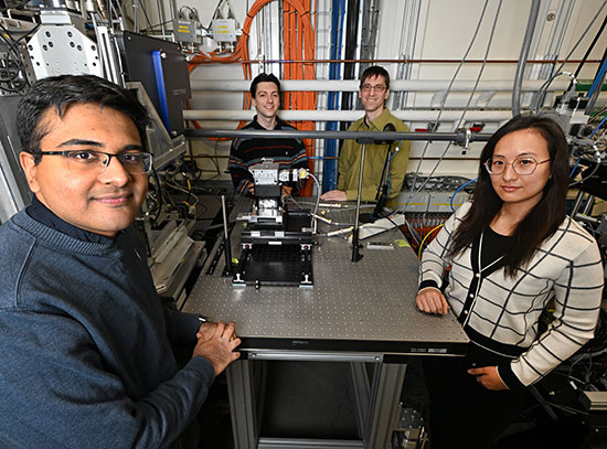 From left to right, co-authors and Center for Functional Nanomaterials scientists Shray Mathur, Noah