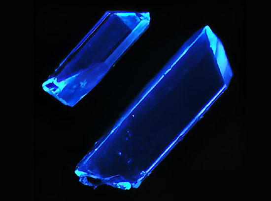 A microscopic image of hybrid copper iodide crystals emitting deep-blue light