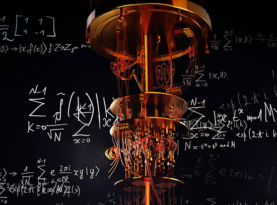 A model of a quantum computer against the background of formulas, a quantum factorization algorithm.
