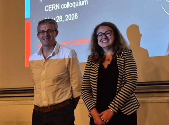 Luisella Lari and Matthew Calmers at CERN colloquium