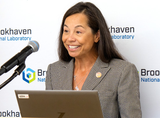 Photo of Catherine Jereza at podium