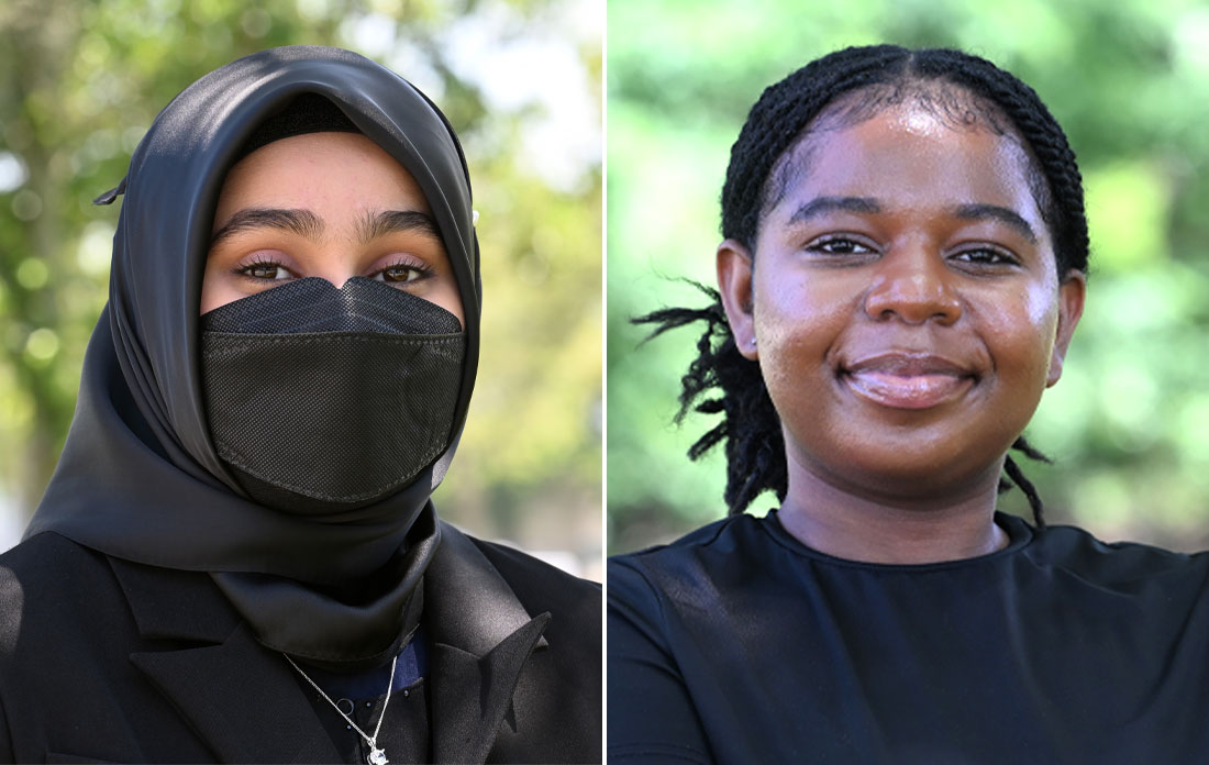 Side-by-side portraits of Ieesha Ansar and Pedrocia De-Sosoo