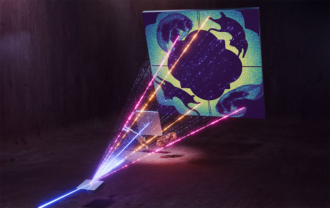 A conceptual schematic of "ghost imaging"