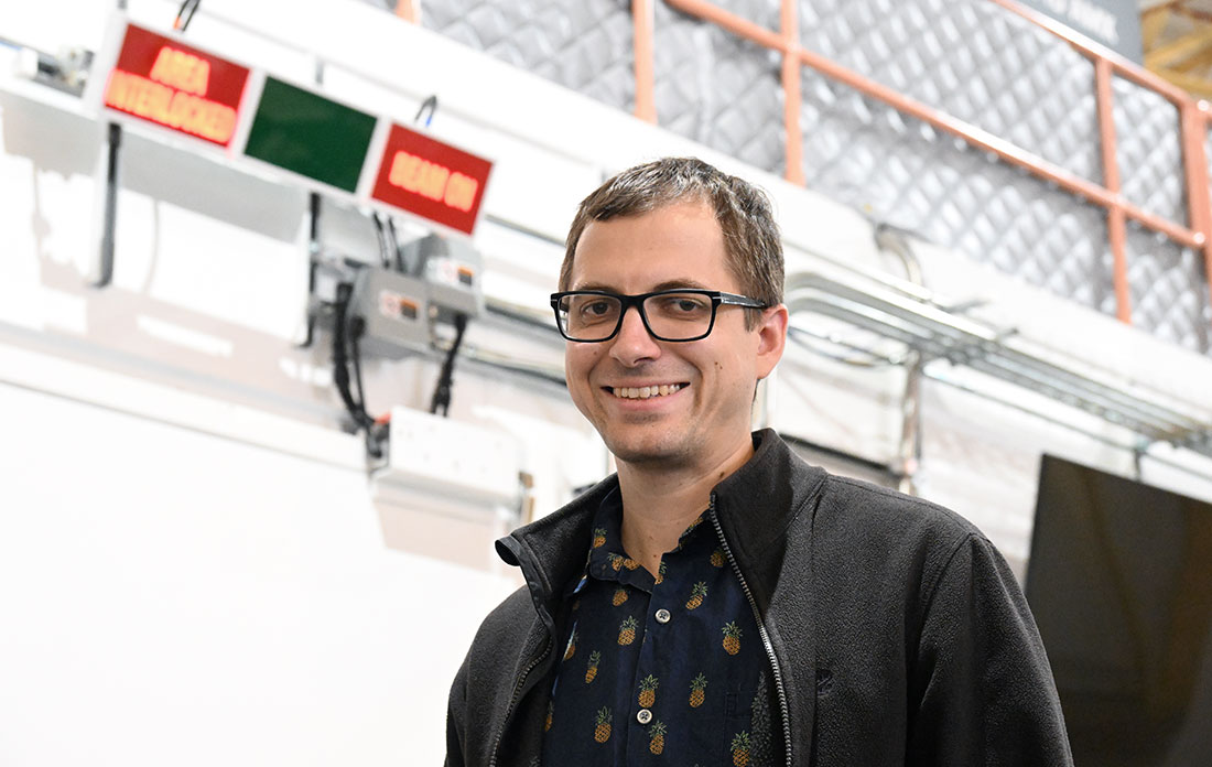 Dale Kreitler stands in the AMX beamline area at NSLS-II