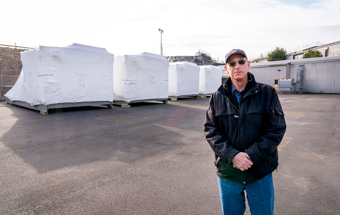 Thomas Nehring with electrical unit substations
