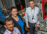 XPD beamline scientist Sanjit Ghose, postdoctoral researcher Anna Plonka, and Brookhaven Chemist Ana