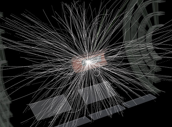 Particle collision tracks